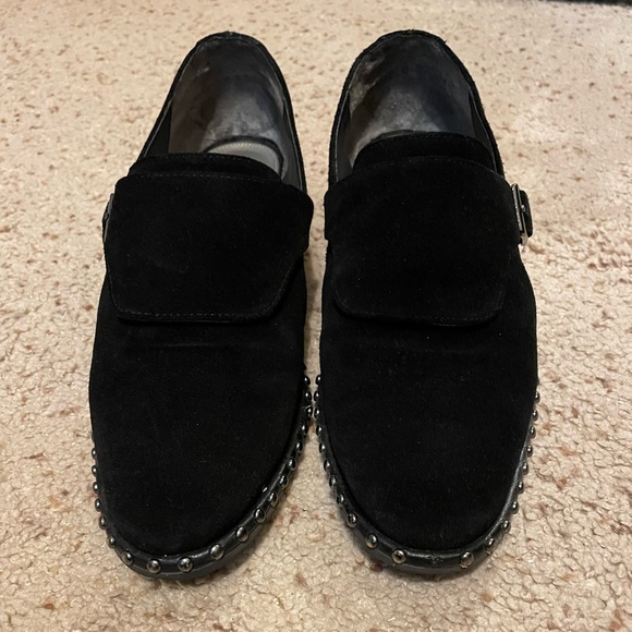 Black Suede Studded Loafers - Picture 4 of 7
